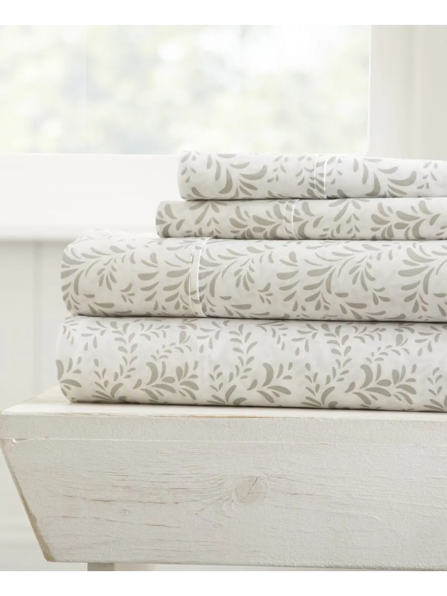 Комплект постельного белья Farmhouse Chic Premium Ultra Soft Pattern, 4 предмета, размер Full — изображение 1 из 10, серый