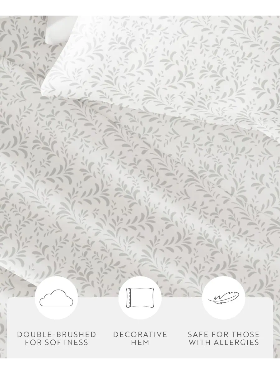 Комплект постельного белья Farmhouse Chic Premium Ultra Soft Pattern, 4 предмета, размер Full — изображение 7 из 10, серый