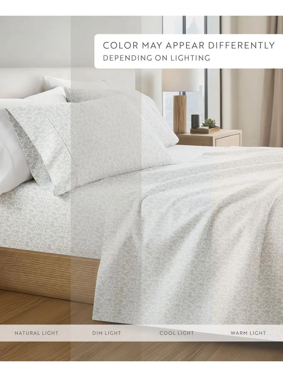 Комплект постельного белья Farmhouse Chic Premium Ultra Soft Pattern, 4 предмета, размер Full — изображение 10 из 10, серый