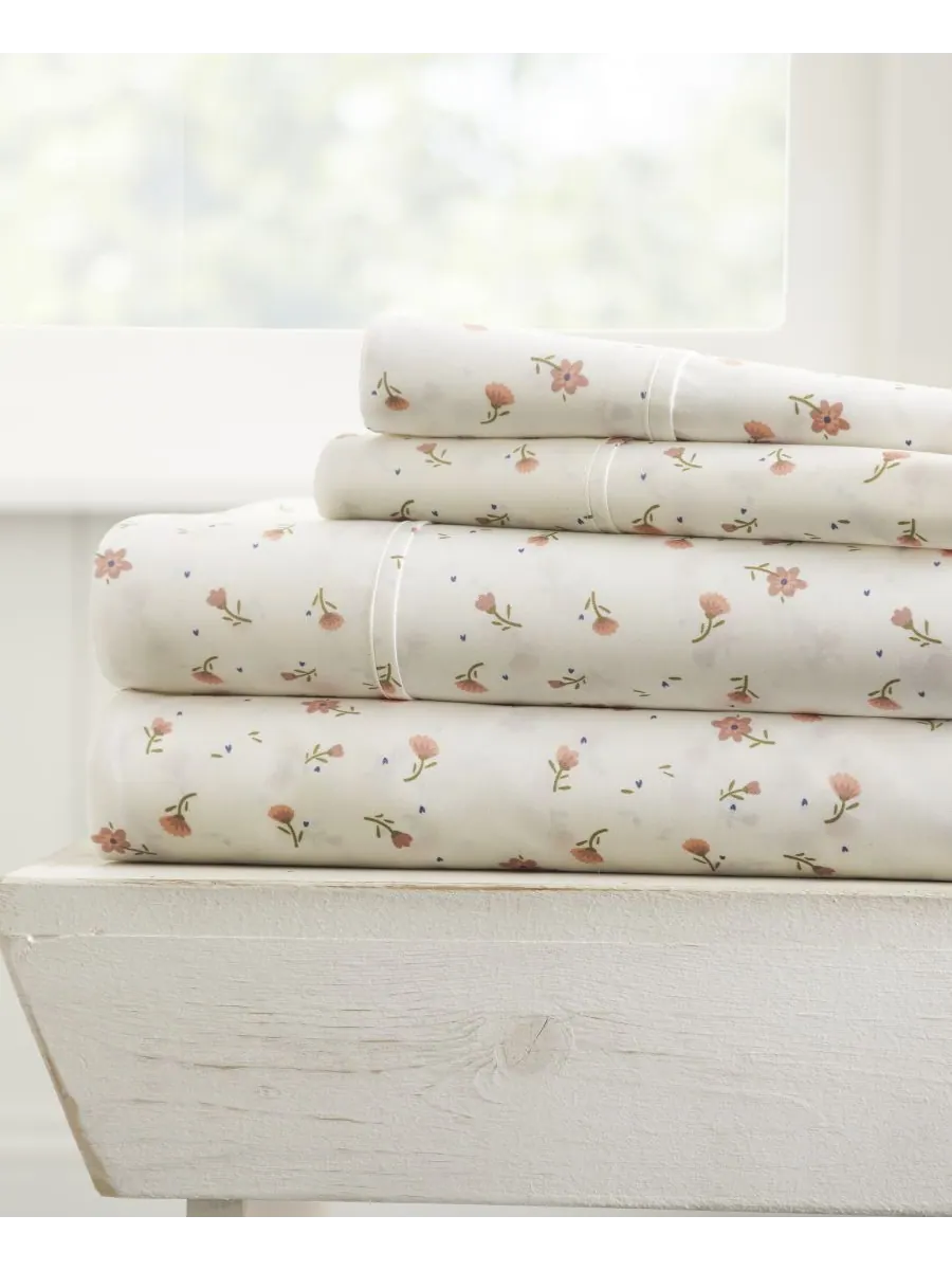 Комплект постельного белья Farmhouse Chic Premium Ultra Soft Pattern, 4 предмета, размер Full — изображение 1 из 10, розовый