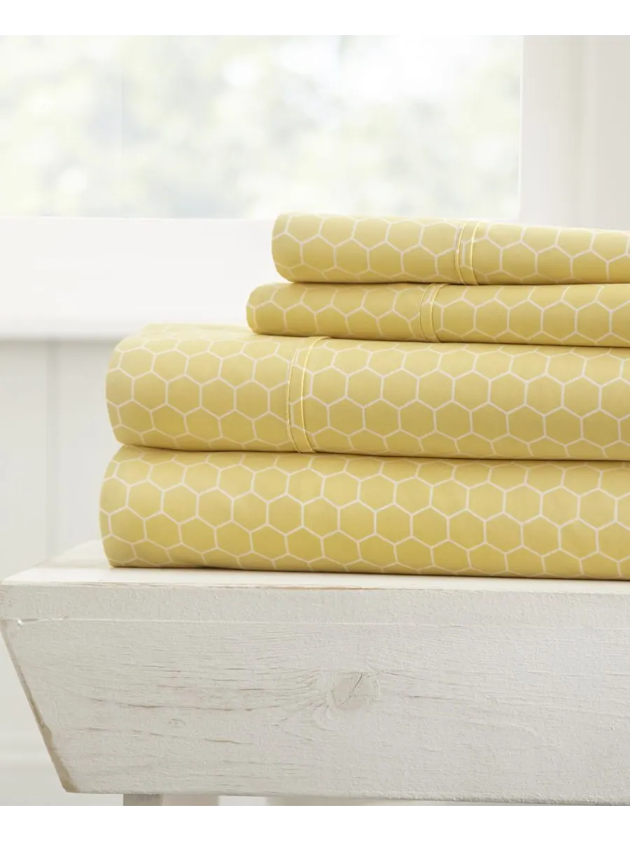 Комплект постельного белья Farmhouse Chic Premium Ultra Soft Pattern, 4 предмета, размер Full — изображение 1 из 10, желтый