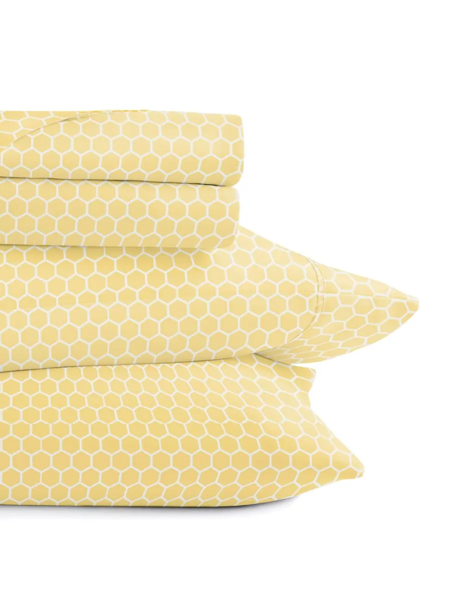 Комплект постельного белья Farmhouse Chic Premium Ultra Soft Pattern, 4 предмета, размер Full — изображение 3 из 10, желтый