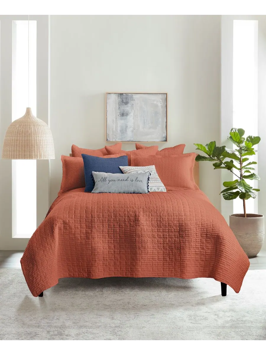 Комплект постельного белья Mills Waffle Textured, 2 предмета, размер Twin/Twin XL Levtex — изображение 1 из 4, адобе