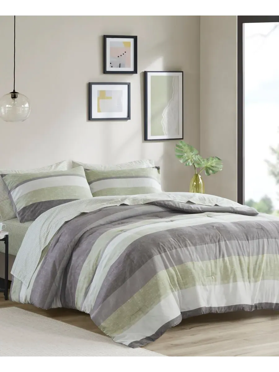 Комплект постельного белья Jaxon Wide Stripe из 7 предметов, размер California King Madison Park — изображение 6 из 9