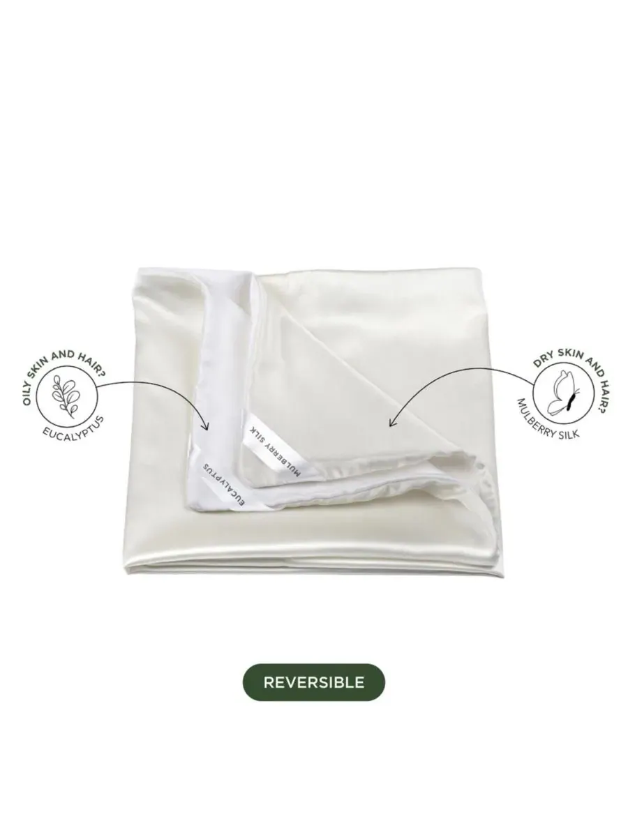 Наволочка DualSilk, 22 момме, смесь 100% тутового шелка и эвкалипта, мягкая, дышащая и роскошная — изображение 2 из 11, белый