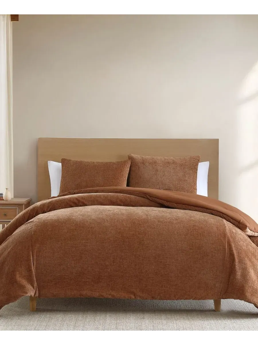 Комплект постельного белья из 3 предметов с набивным узором Nantes Chenille Riverbrook Home, Paprika