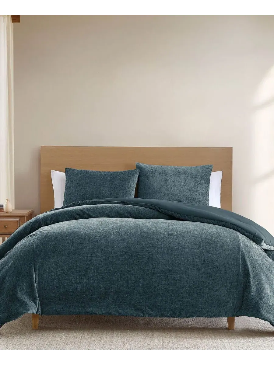 Комплект стеганого одеяла с пододеяльником Nantes Chenille Riverbrook Home — изображение 1 из 6, синий