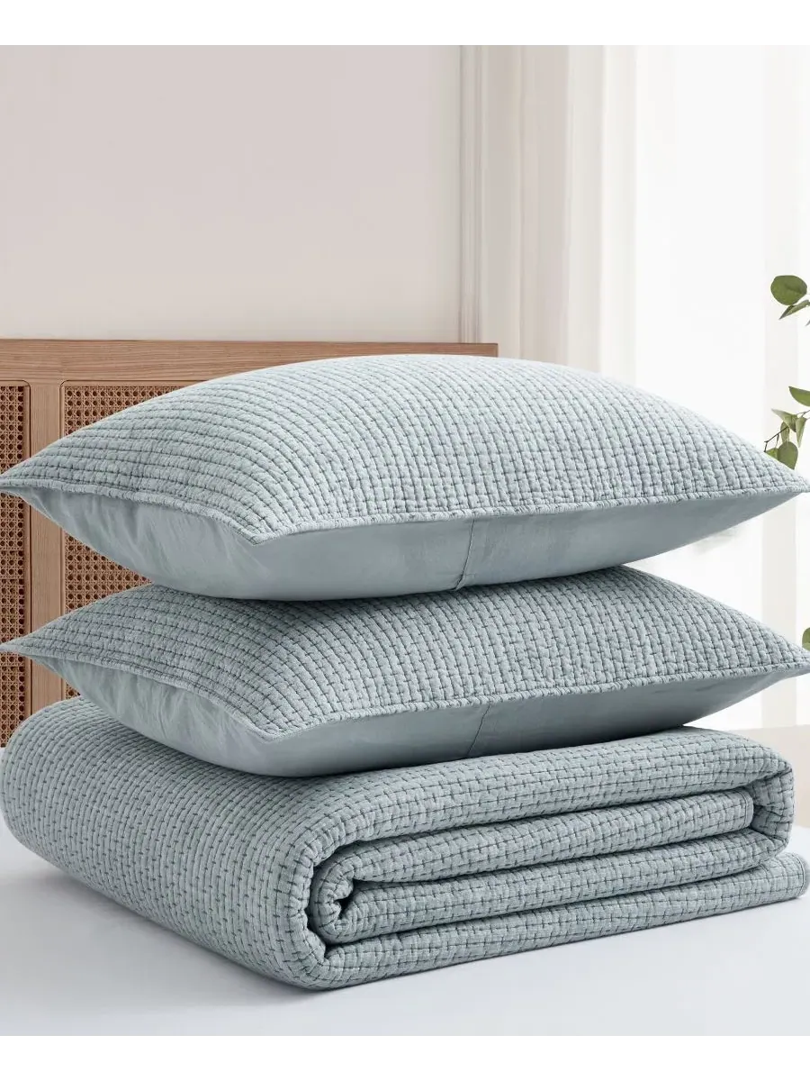 Стеганое покрывало с вышивкой Pick-Stitch Artisan, 2 предмета Levtex Home — изображение 3 из 4, шамбре
