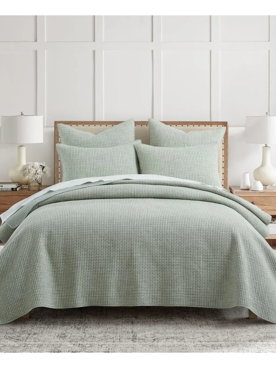 Стеганое покрывало с вышивкой Pick-Stitch Artisan, 2 предмета, Twin/Twin XL Levtex Home — изображение 1 из 4, шалфейный