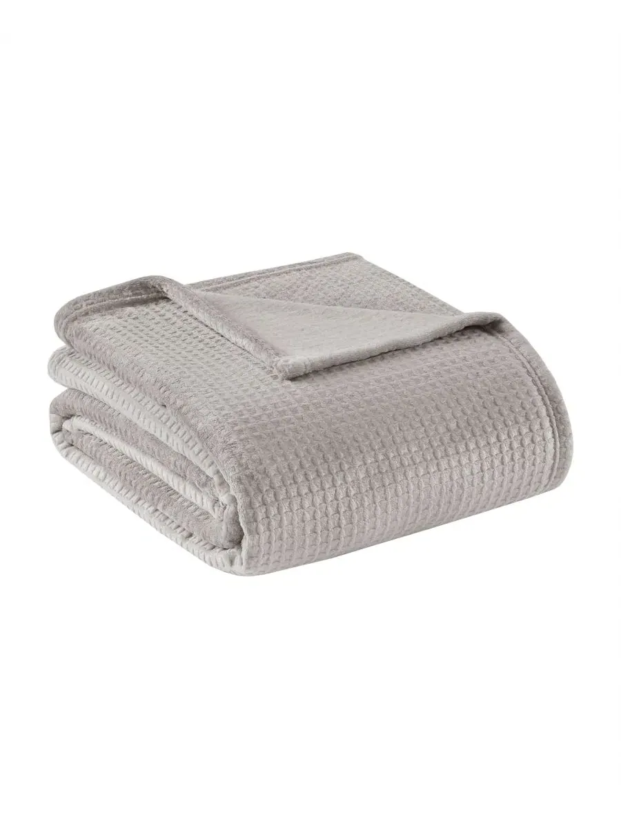 Плед с вафельной текстурой, 229 x 229 см, из полиэстера Premier Comfort — серый