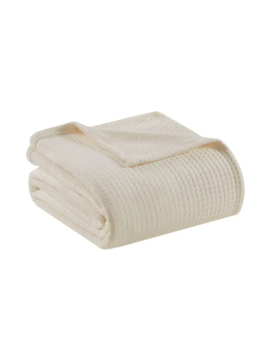 Плед флисовый вафельный Cozy Waffle Plush Blanket Premier Comfort — белый