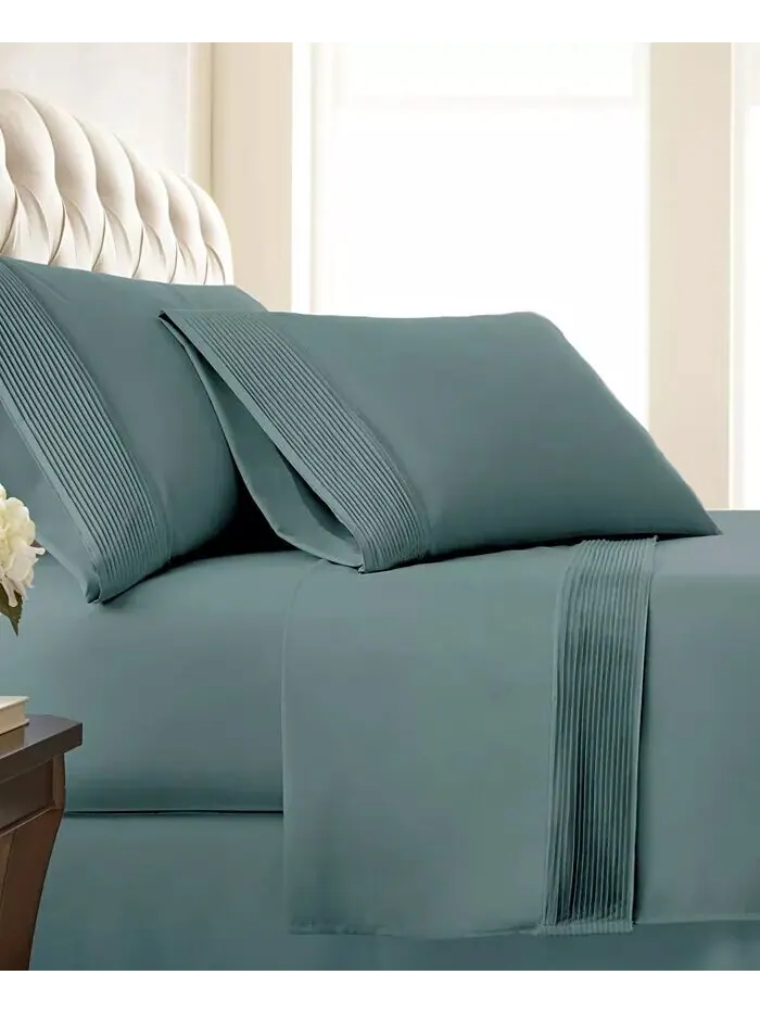 Стильный комплект плиссированных простыней с очень глубокими карманами (21 дюйм) Southshore Fine — изображение 3 из 6, синий