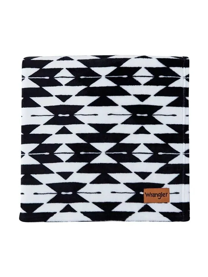 Двустороннее плед из сверхмягкого плюшевого флиса навахо, 70 x 50 дюймов Wrangler — изображение 2 из 5, черный слоновая кость