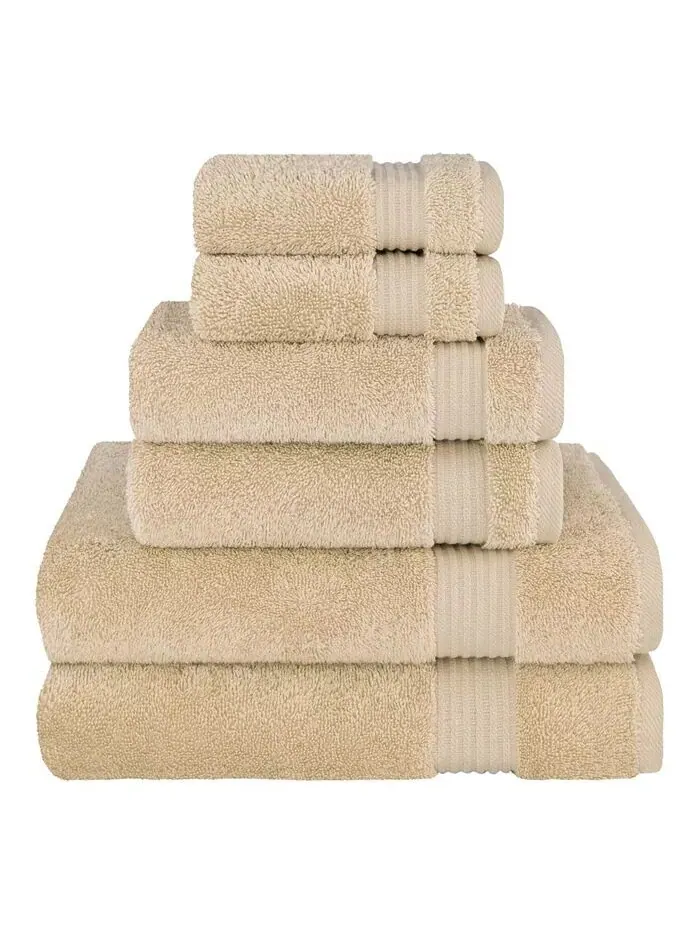 Набор банных полотенец American Soft Linen Bekos Premium из 100% турецкого хлопка, 6 шт — бежевый