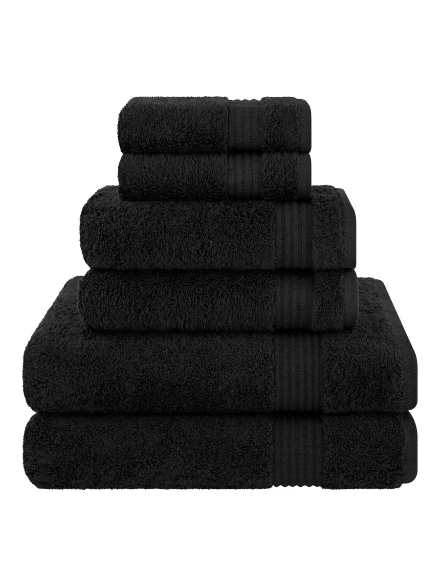 Набор банных полотенец Bekos Premium из 6 предметов, 100% турецкий хлопок American Soft Linen — изображение 1 из 4, черный