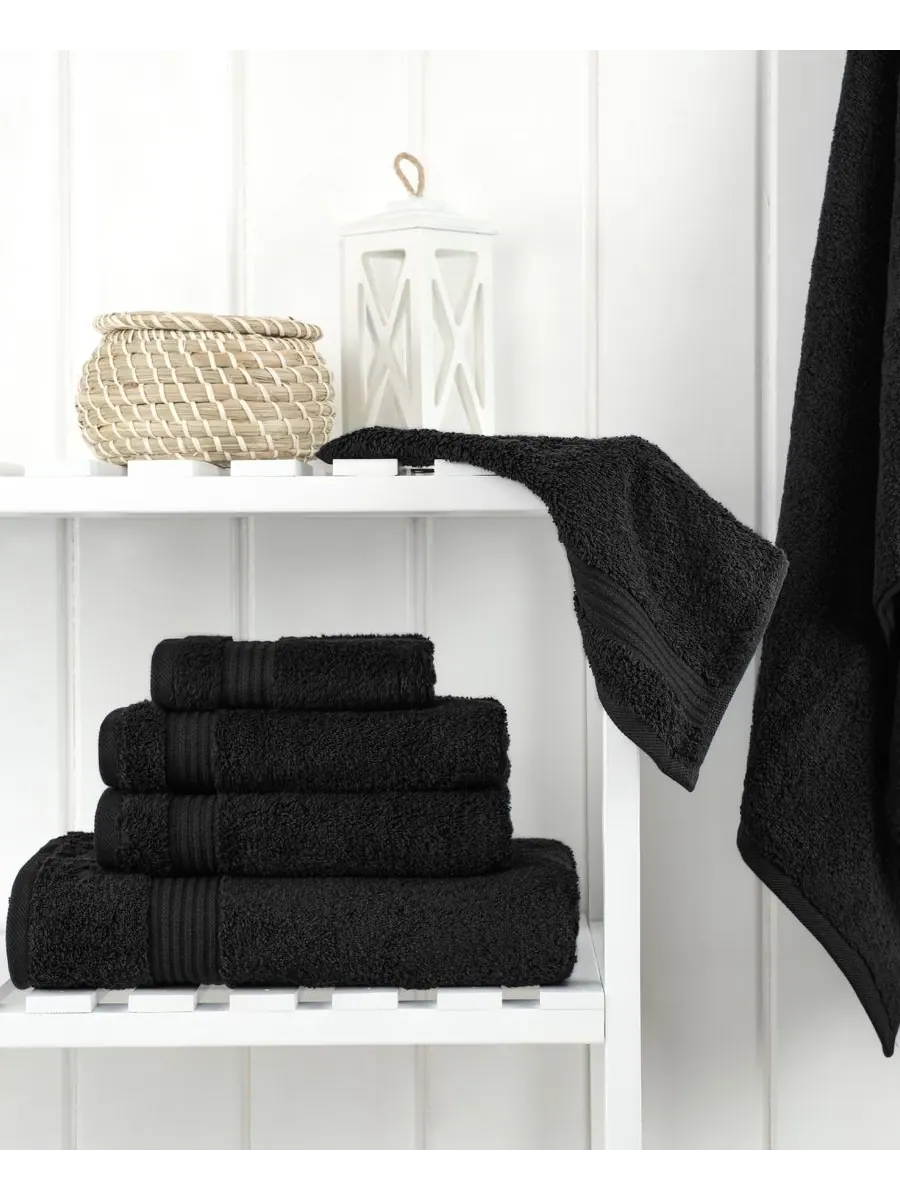 Набор банных полотенец Bekos Premium из 6 предметов, 100% турецкий хлопок American Soft Linen — изображение 2 из 4, черный