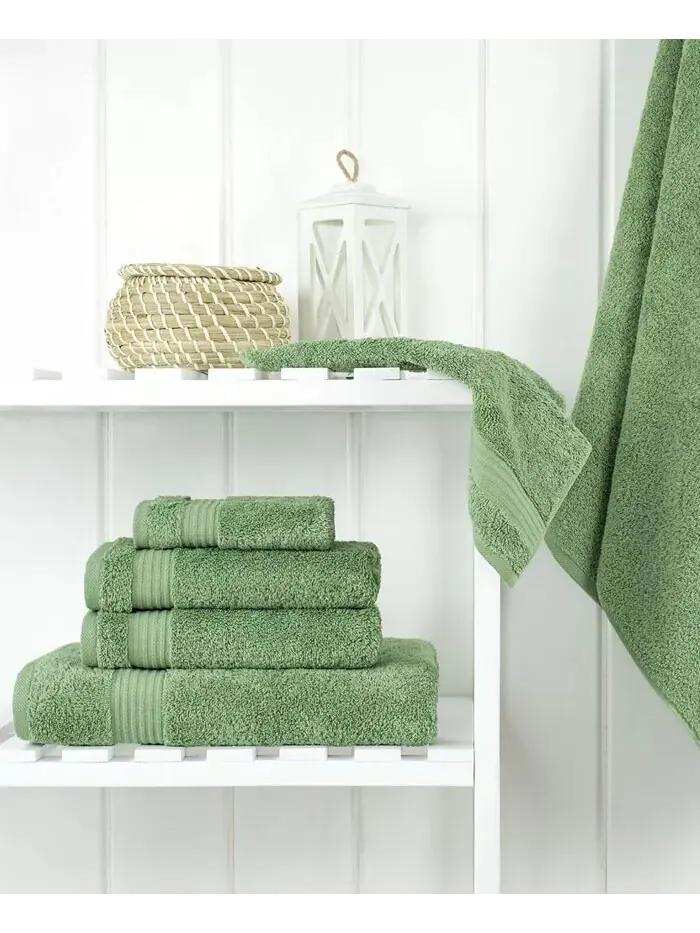 Набор банных полотенец American Soft Linen Bekos Premium из 100% турецкого хлопка, 6 шт — изображение 2 из 4, зеленый