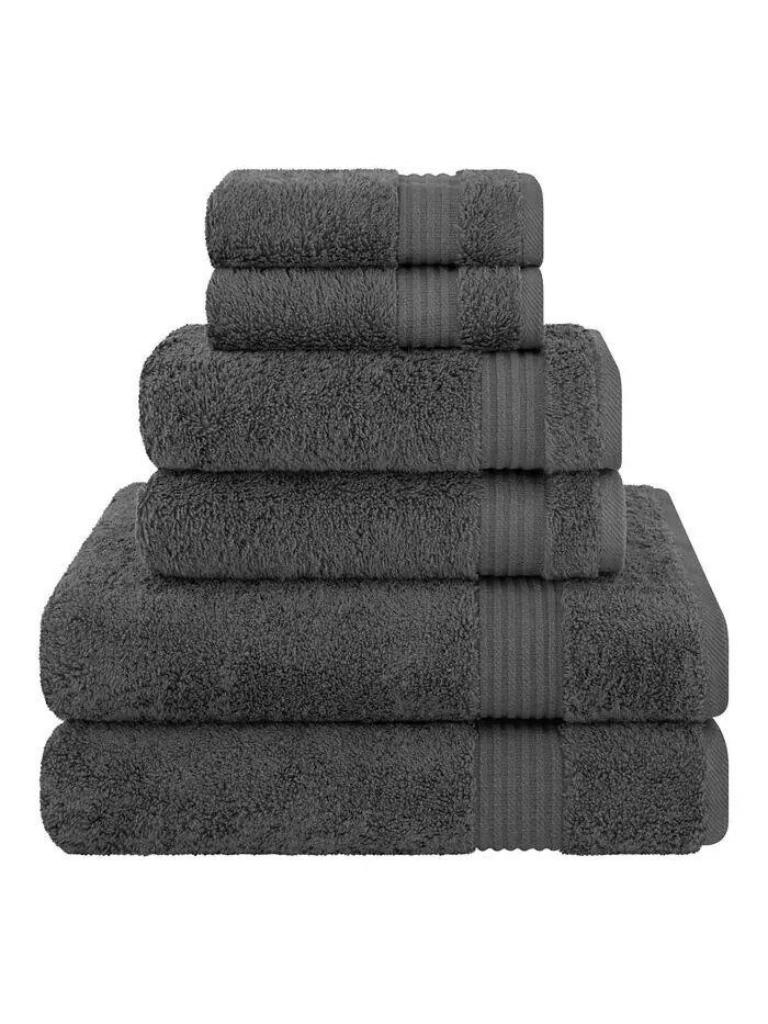 Набор банных полотенец American Soft Linen Bekos Premium из 100% турецкого хлопка, 6 шт — серый