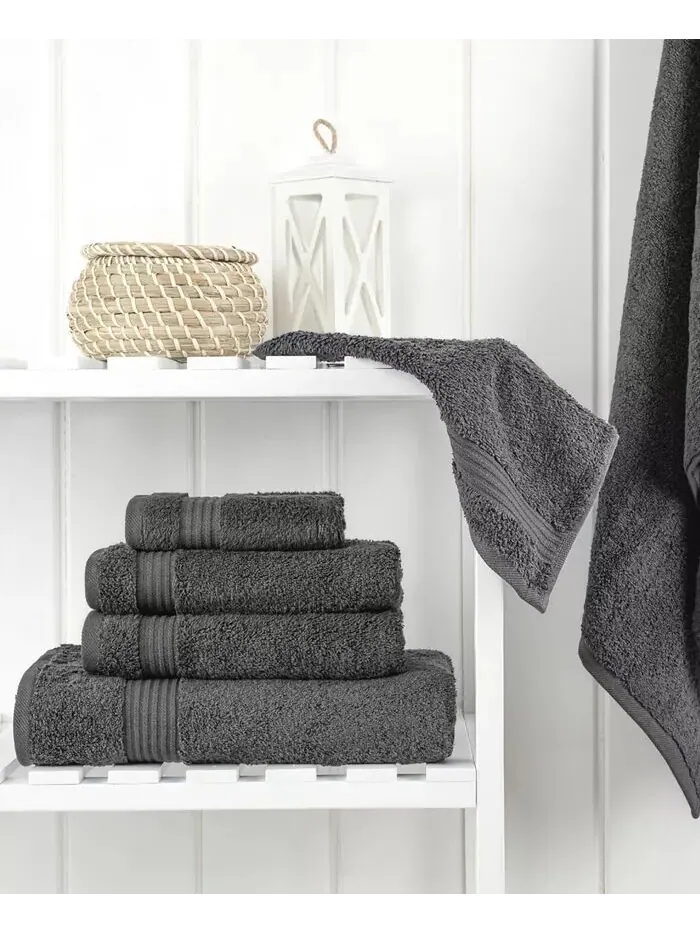 Набор банных полотенец American Soft Linen Bekos Premium из 100% турецкого хлопка, 6 шт — изображение 2 из 4, темный серый