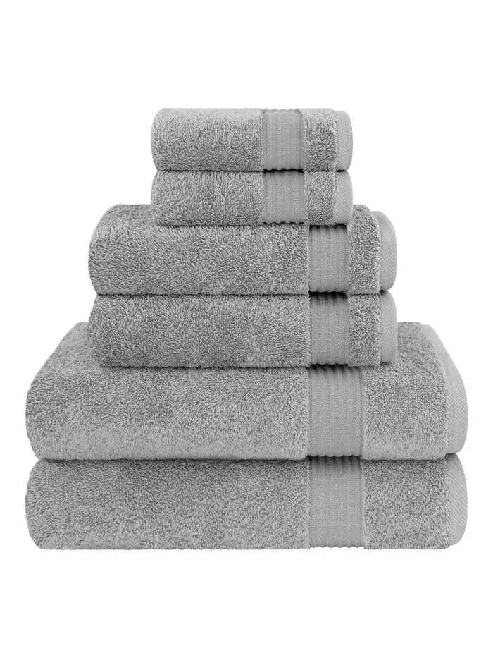 Набор банных полотенец American Soft Linen Bekos Premium из 100% турецкого хлопка, 6 шт — изображение 1 из 4, серый