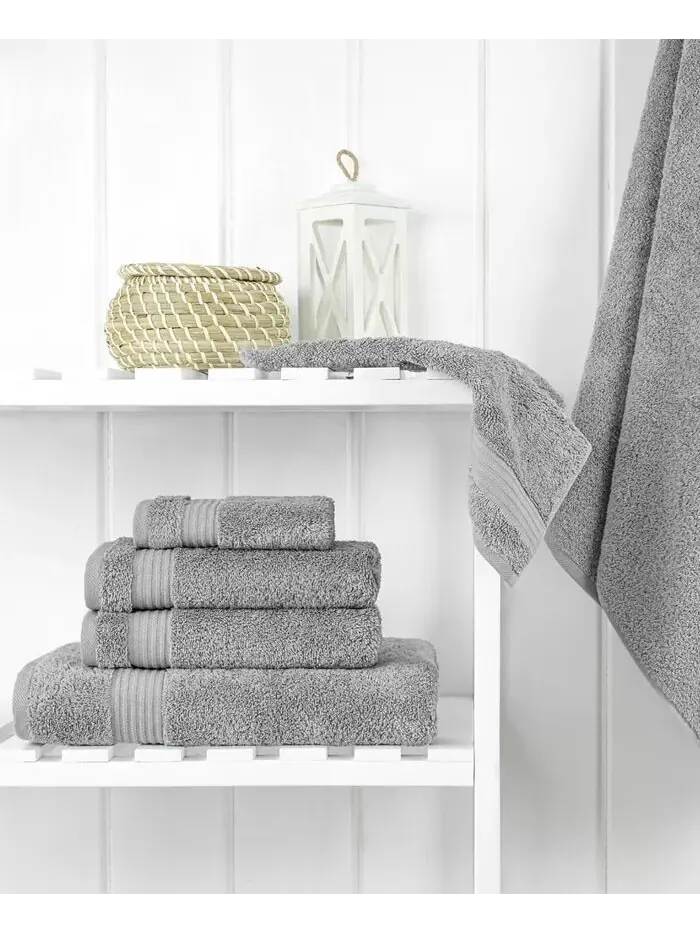 Набор банных полотенец American Soft Linen Bekos Premium из 100% турецкого хлопка, 6 шт — изображение 2 из 4, серый
