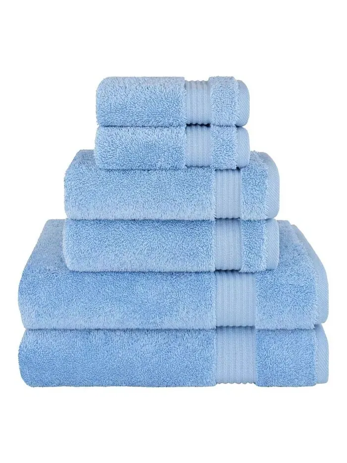 Набор банных полотенец American Soft Linen Bekos Premium из 100% турецкого хлопка, 6 шт — изображение 1 из 4, синий