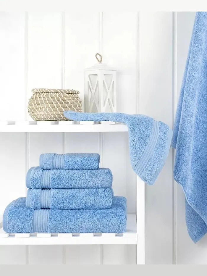 Набор банных полотенец American Soft Linen Bekos Premium из 100% турецкого хлопка, 6 шт — изображение 2 из 4, синий