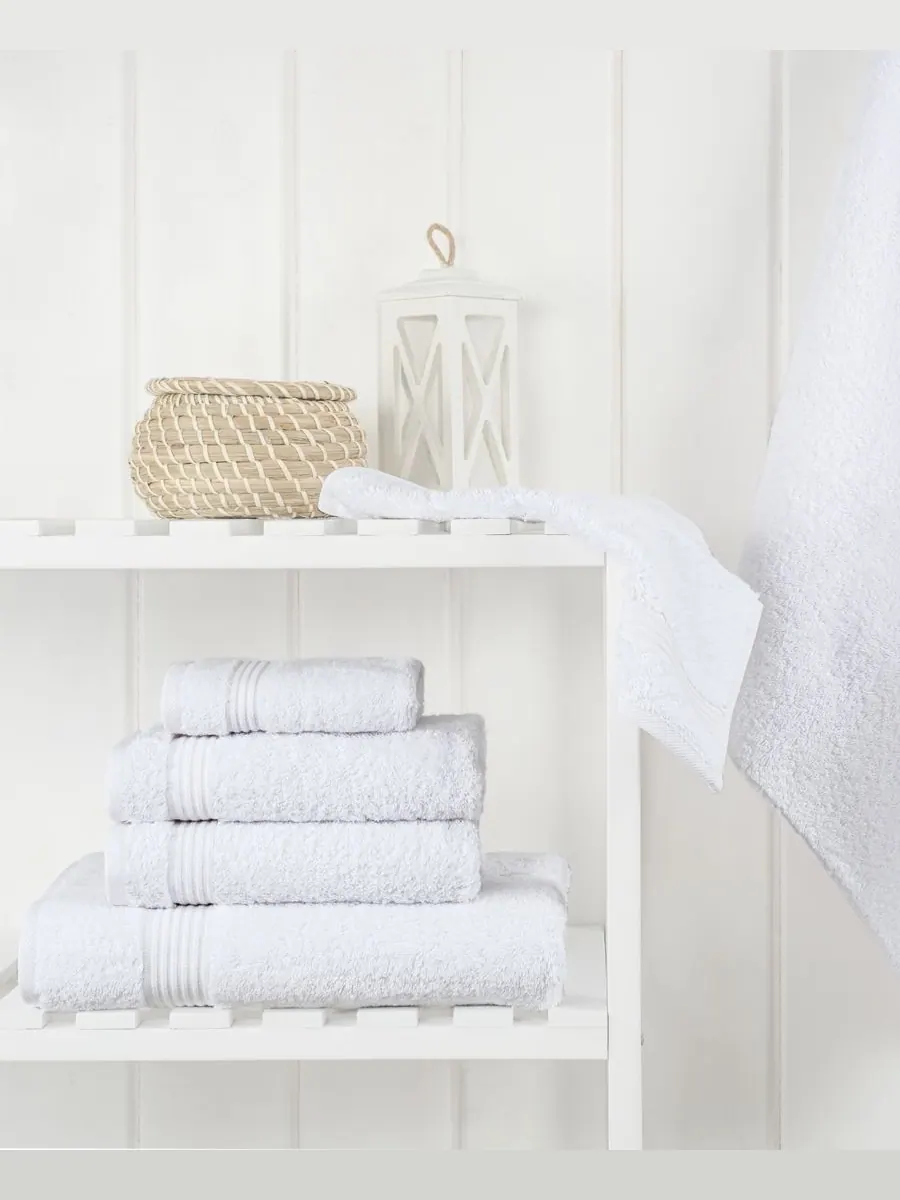 Набор банных полотенец Bekos Premium из 6 предметов, 100% турецкий хлопок American Soft Linen — изображение 2 из 4, белый