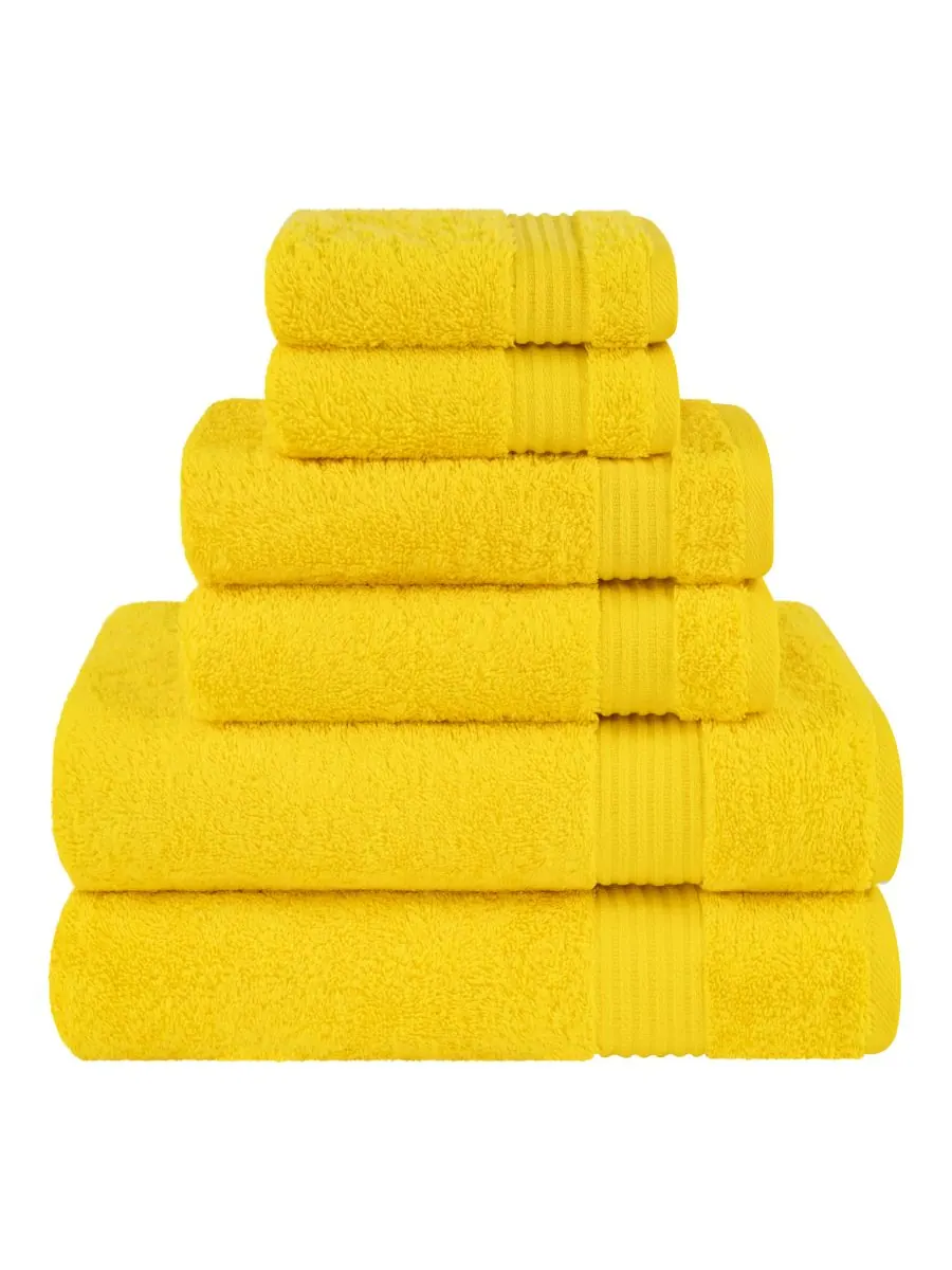 Набор банных полотенец Bekos Premium из 6 предметов, 100% турецкий хлопок American Soft Linen — изображение 1 из 4, желтый