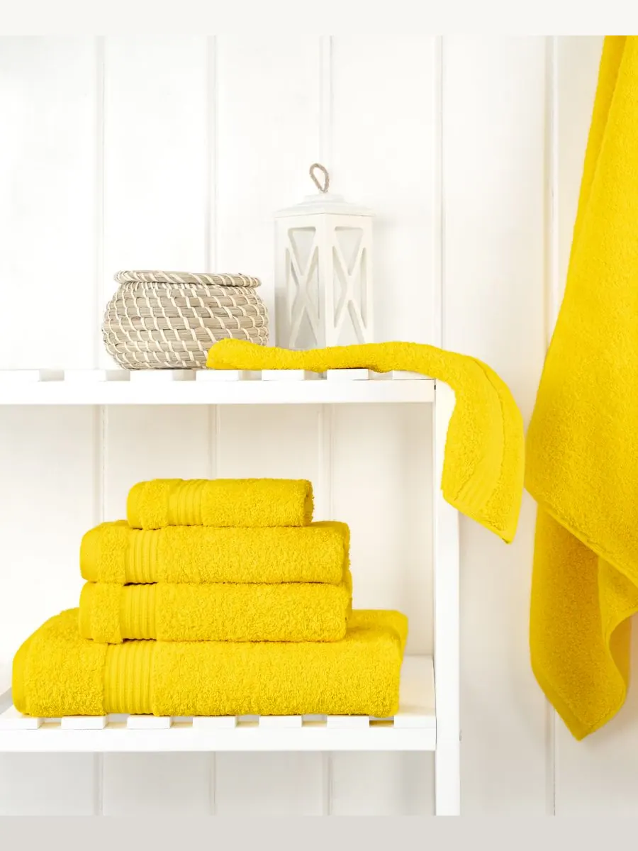 Набор банных полотенец Bekos Premium из 6 предметов, 100% турецкий хлопок American Soft Linen — изображение 2 из 4, желтый