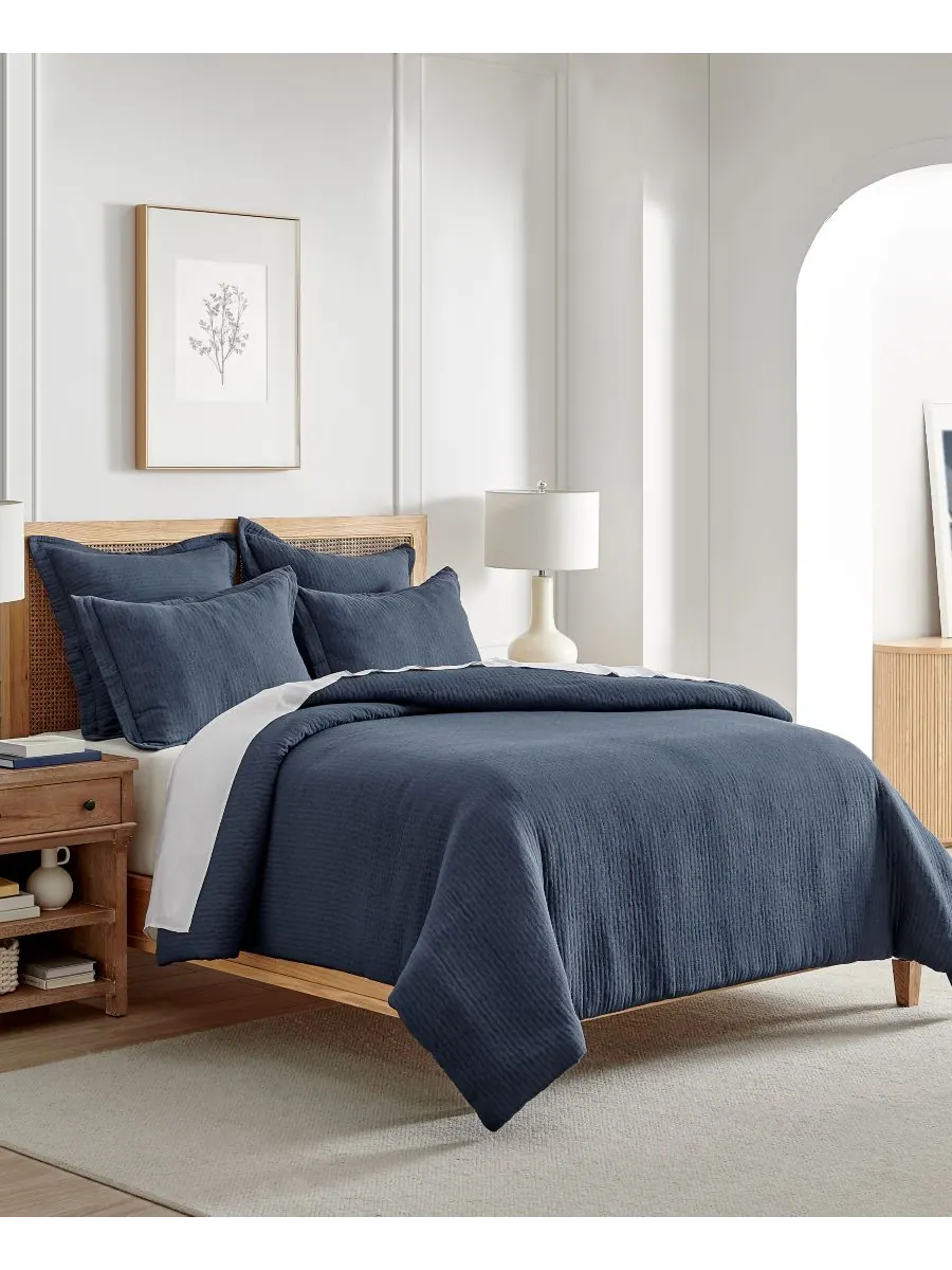 Комплект постельного белья Reede Textured, 2 предмета, размер Twin/Twin XL Levtex — изображение 1 из 4, темно-синий