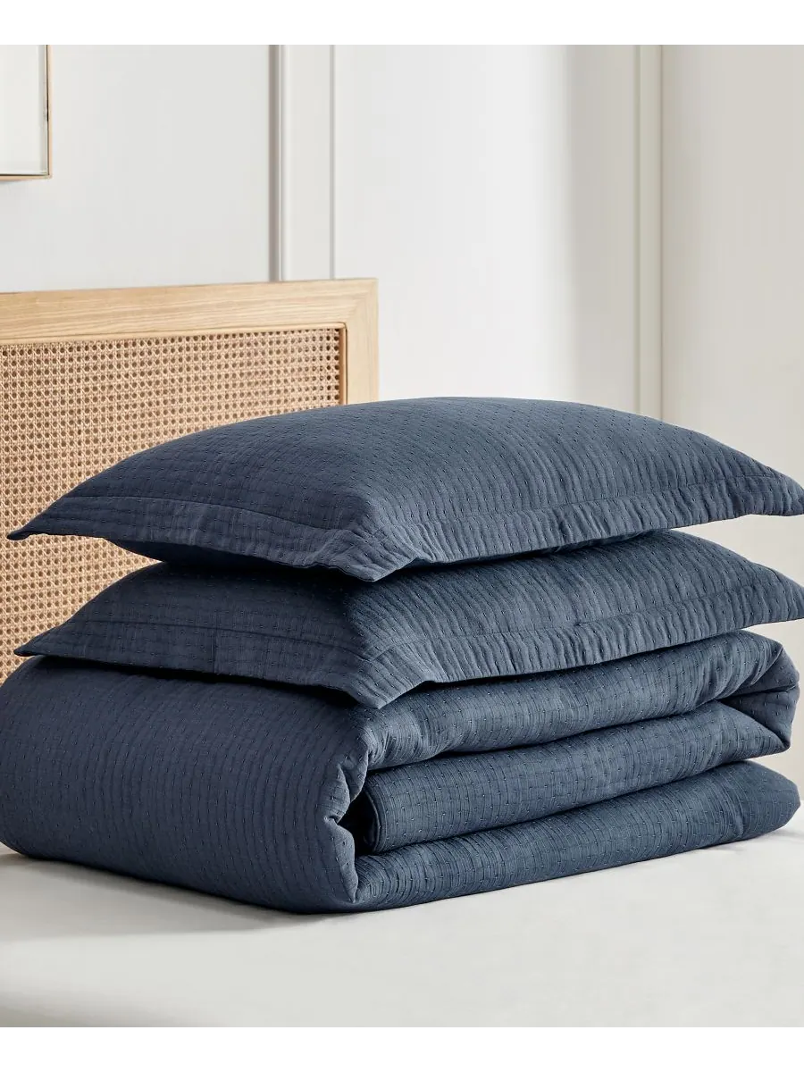 Комплект постельного белья Reede Textured, 2 предмета, размер Twin/Twin XL Levtex — изображение 4 из 4, темно-синий