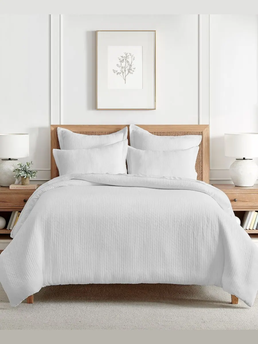 Комплект постельного белья Reede Textured, 2 предмета, размер Twin/Twin XL Levtex — изображение 2 из 4, яркий белый