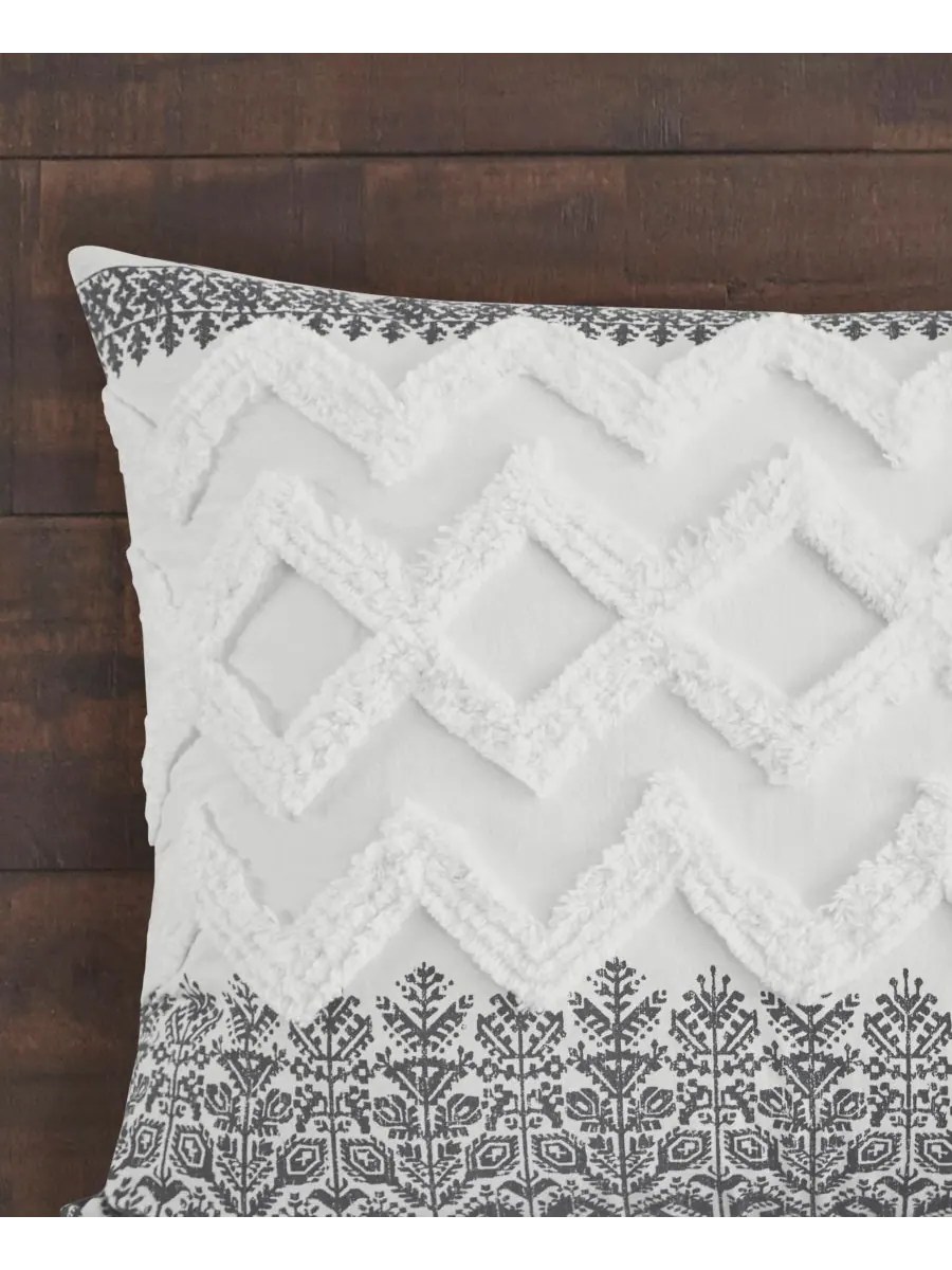 Комплект постельного белья Mila Chenille из 3 предметов, размер King/California King INK+IVY — изображение 5 из 8, серый