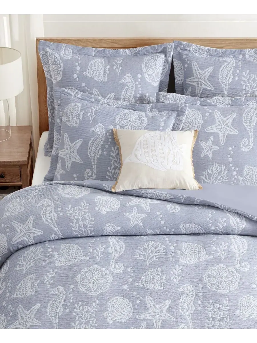 Комплект постельного белья Seaside Charm из 3 предметов, размер Queen Levtex — изображение 4 из 7, джинсовый синий синий