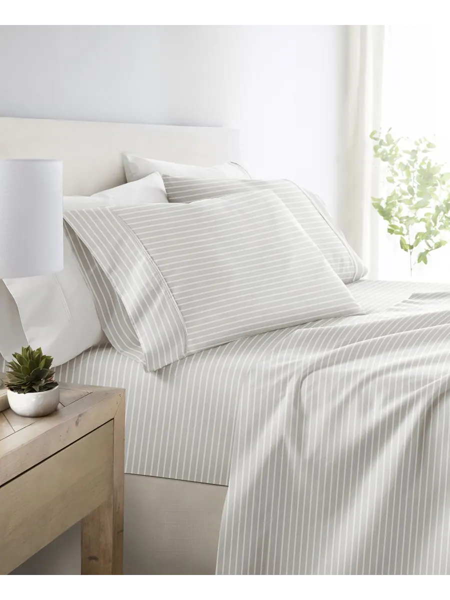 Комплект постельного белья Soft Lines из 4 предметов, размер California King ienjoy Home — изображение 4 из 4, светлый серый