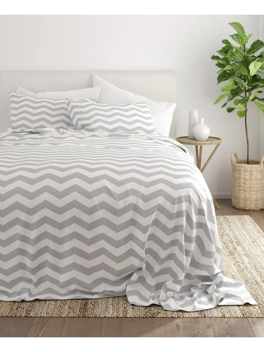 Комплект постельного белья Boho & Beyond Premium Ultra Soft Pattern из 4 предметов, размер Queen — изображение 2 из 7, серый