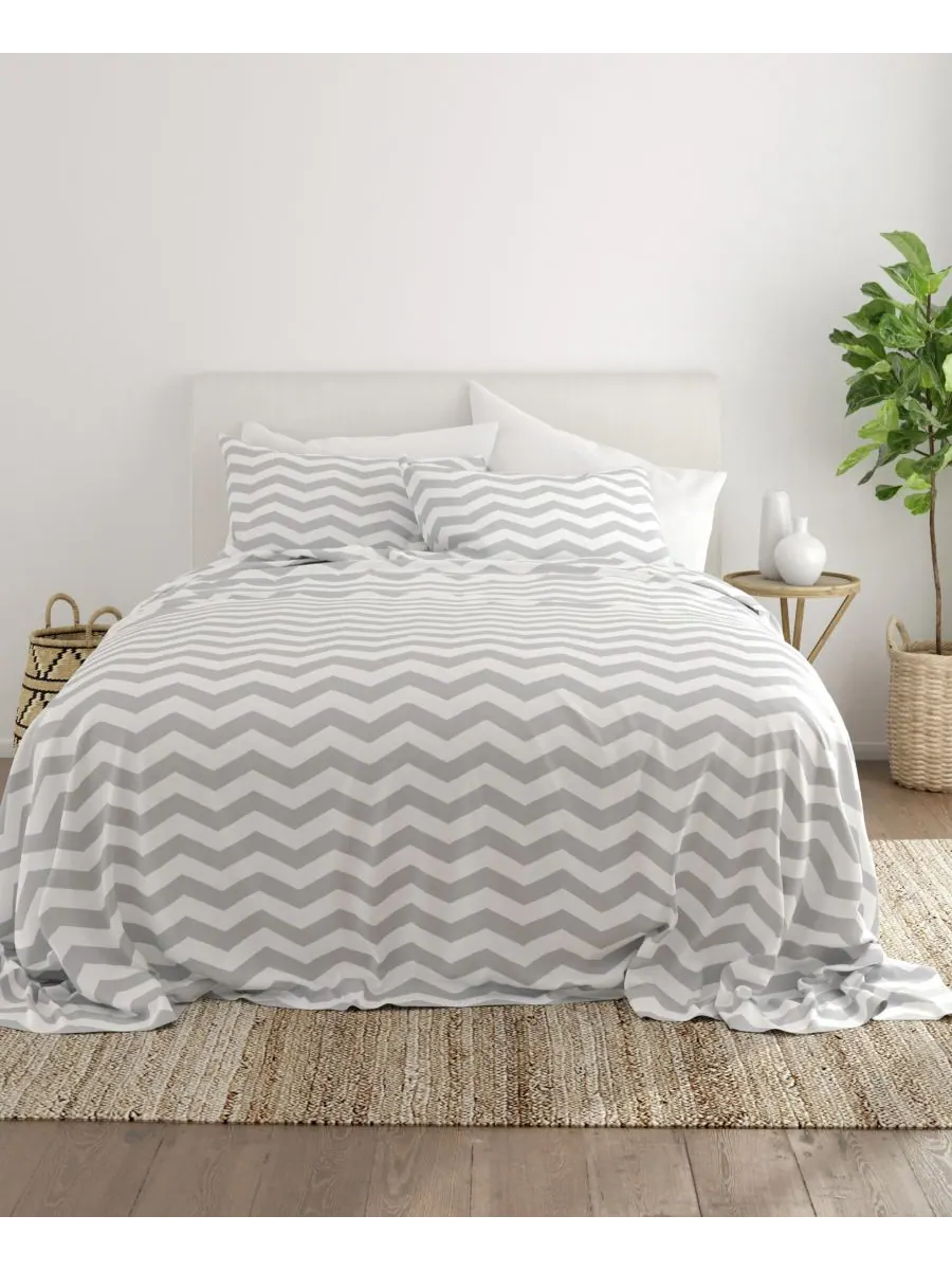 Комплект постельного белья Boho & Beyond Premium Ultra Soft Pattern из 4 предметов, размер Queen — изображение 6 из 7, серый