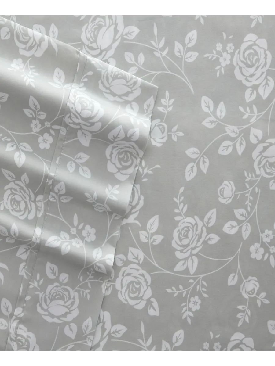Комплект постельного белья Boho & Beyond Premium Ultra Soft Pattern из 4 предметов, размер Queen — изображение 6 из 10, серый