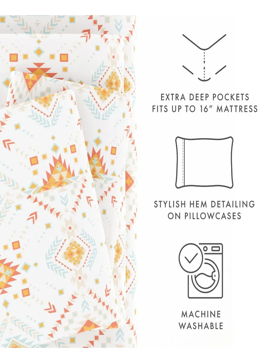 Комплект постельного белья Boho & Beyond Premium Ultra Soft Pattern из 4 предметов, размер Queen — изображение 9 из 10