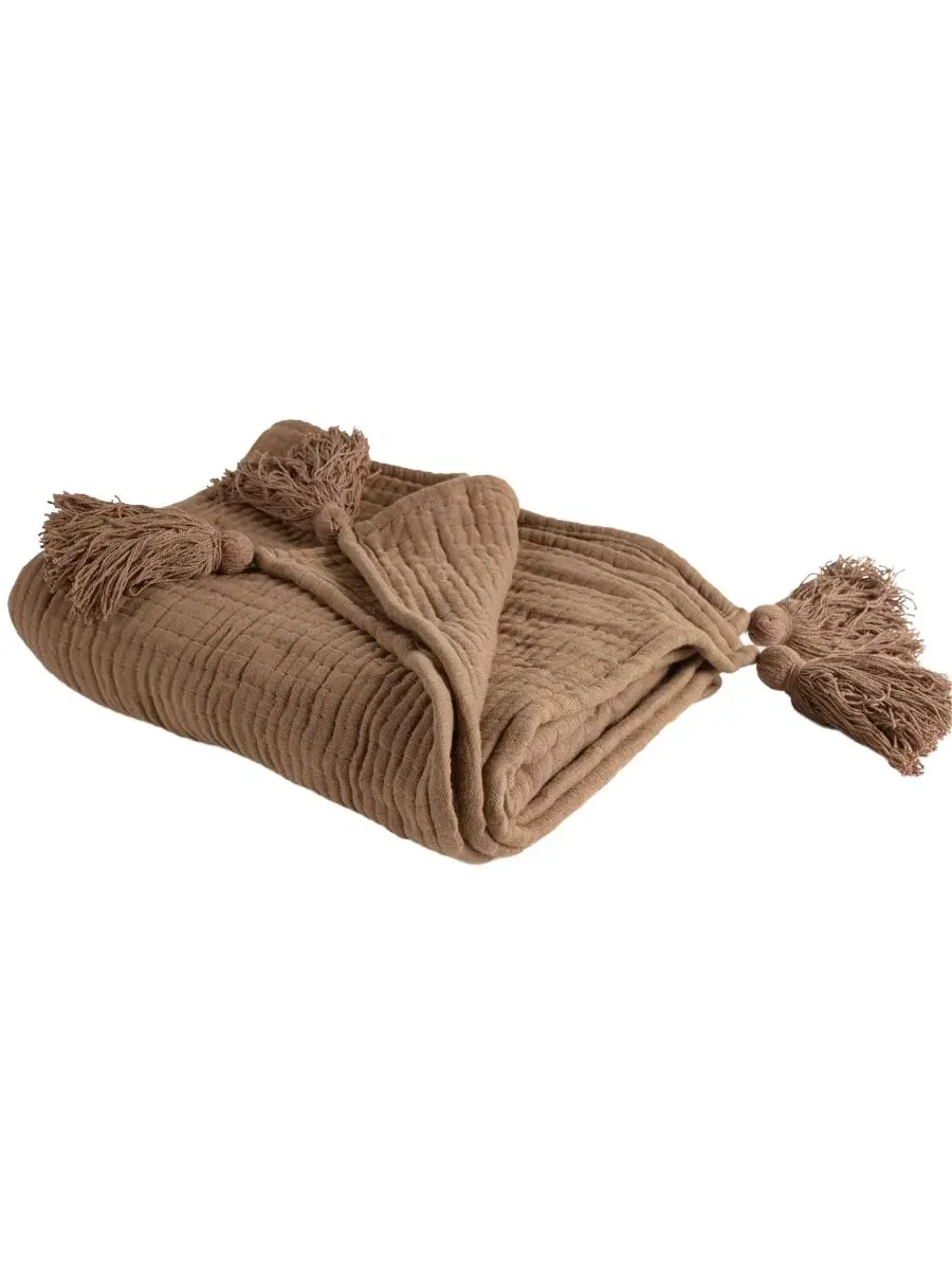 Хлопковый плед Dora, 127 x 152 см Rizzy Home — коричневый