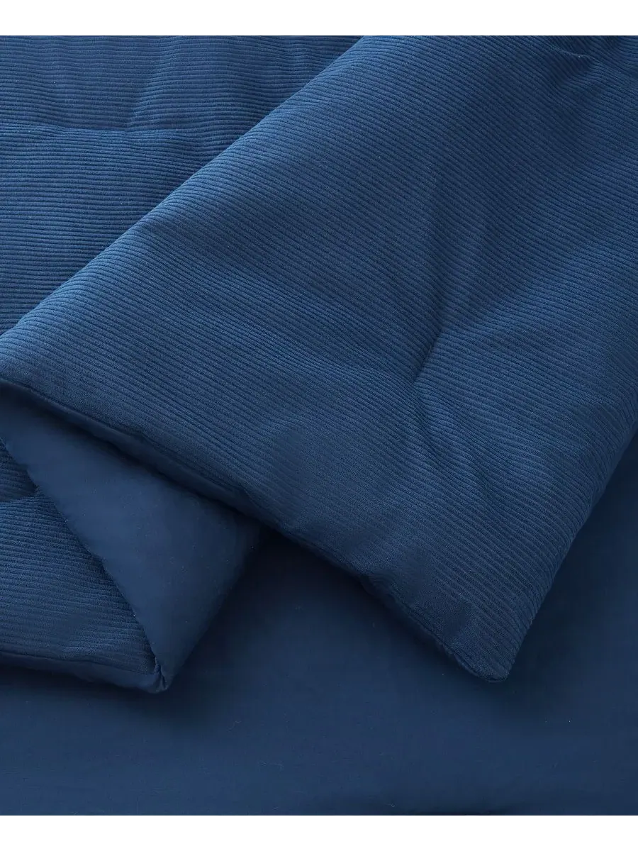 Комплект стеганого одеяла с вельветовым дизайном Intelligent Design — изображение 9 из 10, синий