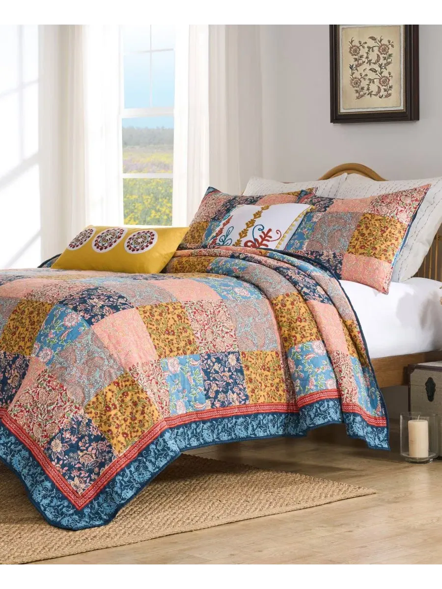 Комплект стеганого покрывала Tangier Reversible 3-Piece Quilt Set, Full/Queen Greenland Home — изображение 2 из 6, мульти