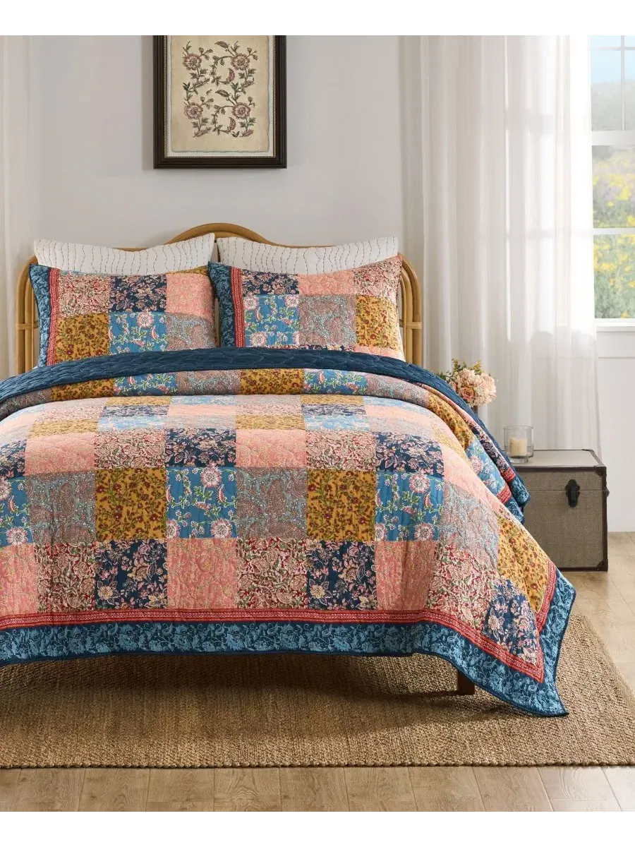 Комплект стеганого покрывала Tangier Reversible 3-Piece Quilt Set, Full/Queen Greenland Home — изображение 5 из 6, мульти