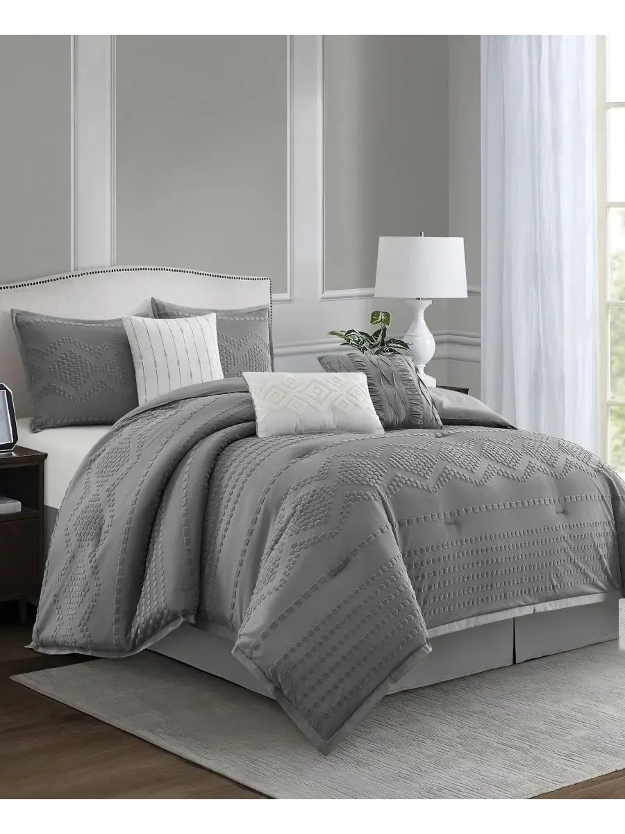 Комплект постельного белья Waverly Geometric 7-Pc., California King Stratford Park — изображение 2 из 6, серый