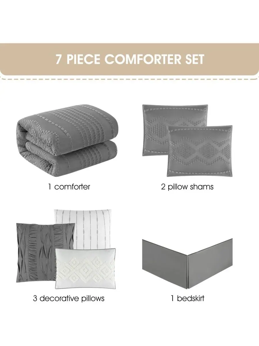 Комплект постельного белья Waverly Geometric 7-Pc., California King Stratford Park — изображение 4 из 6, серый