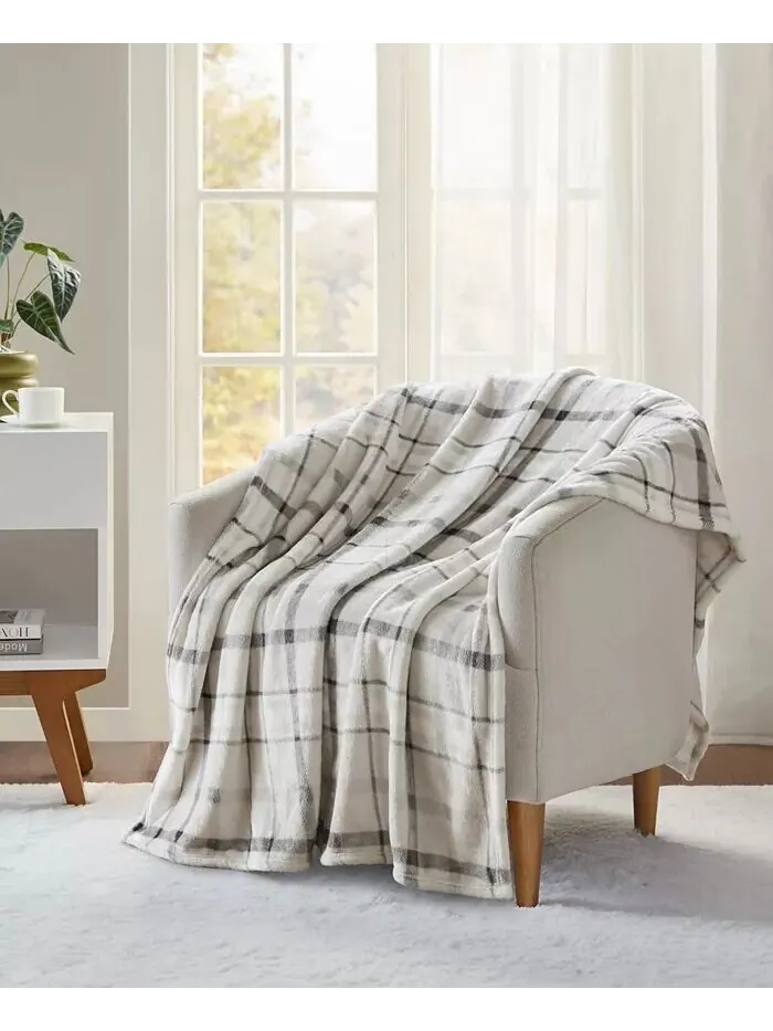 Уютное плюшевое плед с принтом, 50 x 70 дюймов Premier Comfort — серый