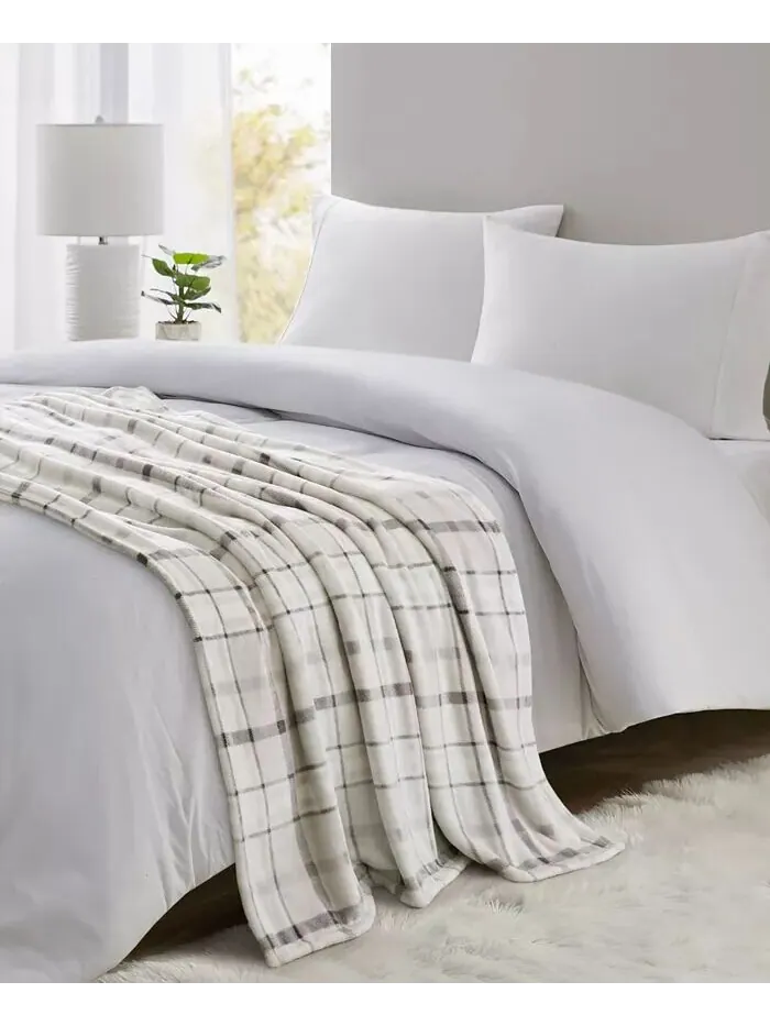 Уютное плюшевое плед с принтом, 50 x 70 дюймов Premier Comfort — изображение 4 из 4, серый