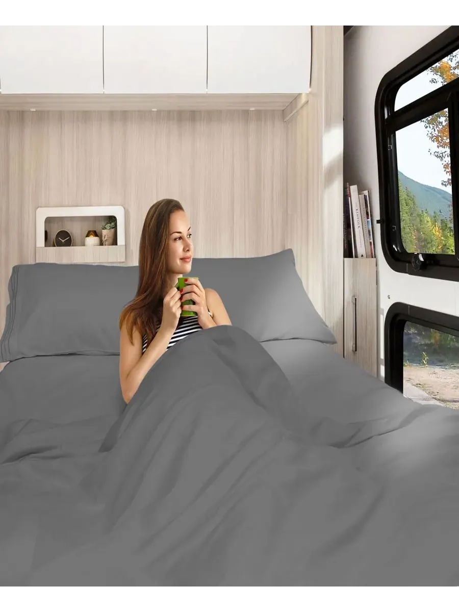 Комплект постельного белья Premier 1800 Series с глубокими карманами, 4 предмета, размер RV Queen — изображение 7 из 8
