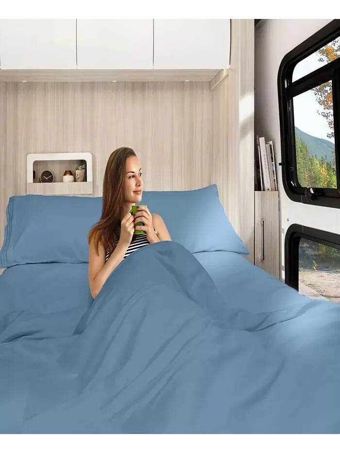 Кровать Premier 1800 Series с глубокими карманами, комплект постельного белья из 4 предметов, RV — изображение 7 из 8, синий
